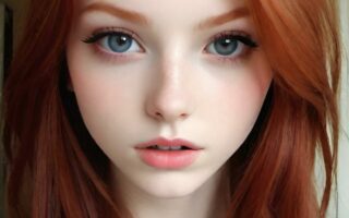 AI girl with red hair wallpaper