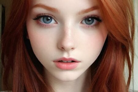 AI girl with red hair wallpaper