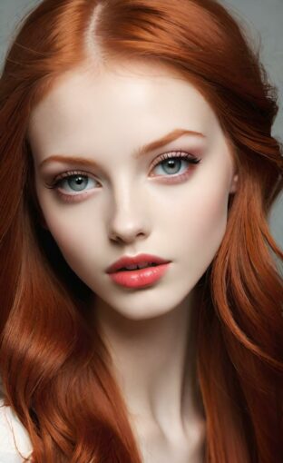 AI girl with red hair wallpaper