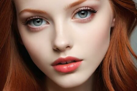 AI girl with red hair wallpaper