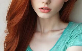 AI girl with red hair wallpaper
