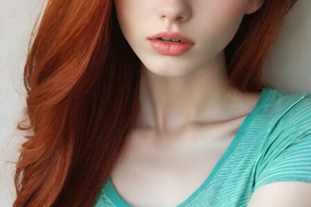 AI girl with red hair wallpaper