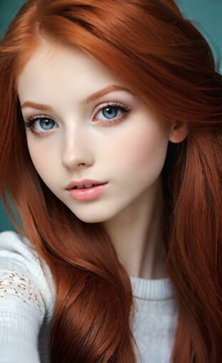 AI girl with red hair wallpaper