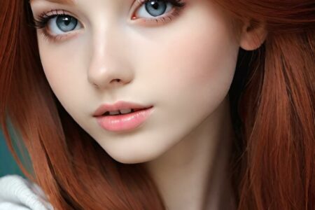 AI girl with red hair wallpaper
