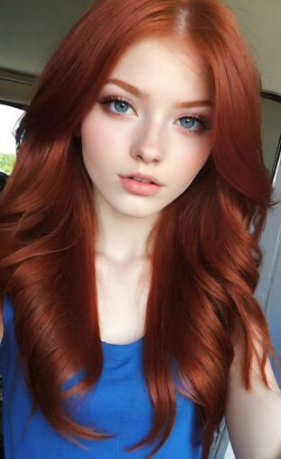 AI girl with red hair wallpaper