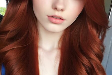 AI girl with red hair wallpaper