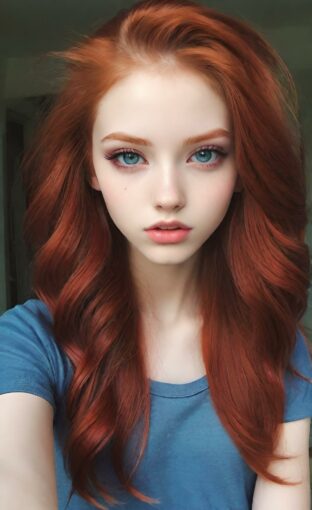 AI girl with red hair wallpaper