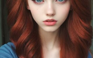 AI girl with red hair wallpaper