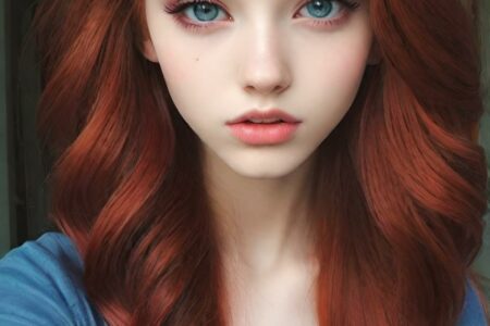 AI girl with red hair wallpaper