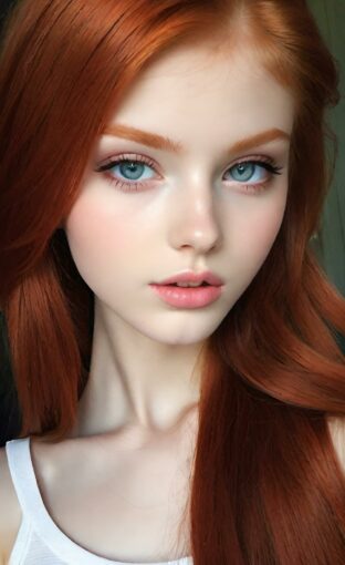 AI girl with red hair wallpaper