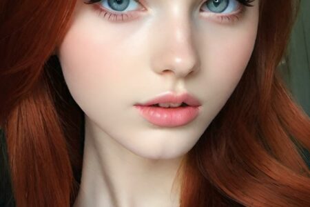 AI girl with red hair wallpaper