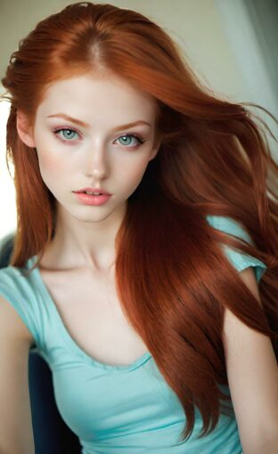 AI girl with red hair wallpaper