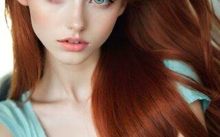 AI girl with red hair wallpaper