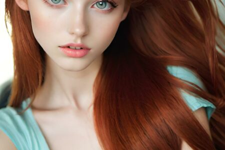 AI girl with red hair wallpaper
