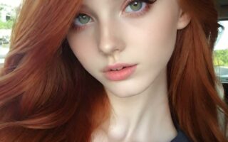 AI girl with red hair wallpaper