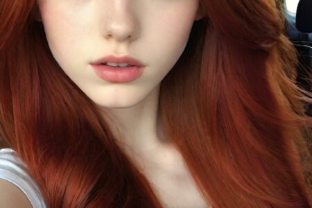 AI girl with red hair wallpaper