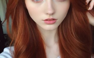 AI girl with red hair wallpaper