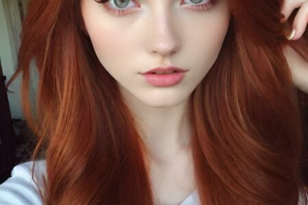 AI girl with red hair wallpaper