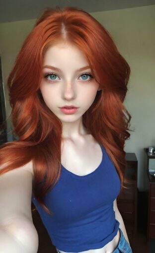 AI girl with red hair wallpaper