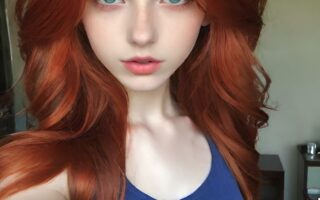 AI girl with red hair wallpaper