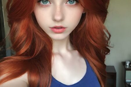 AI girl with red hair wallpaper