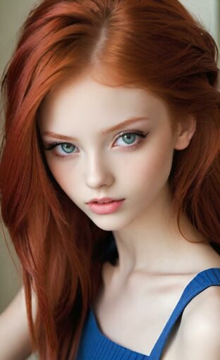 AI girl with red hair wallpaper