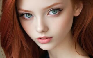 AI girl with red hair wallpaper