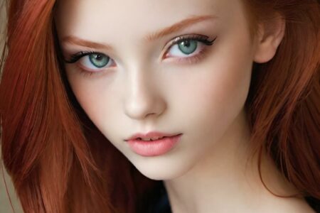 AI girl with red hair wallpaper