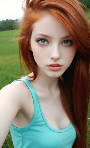AI girl with red hair wallpaper