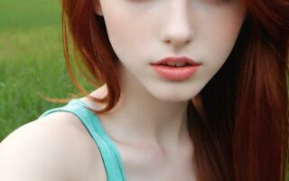 AI girl with red hair wallpaper