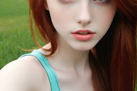 AI girl with red hair wallpaper