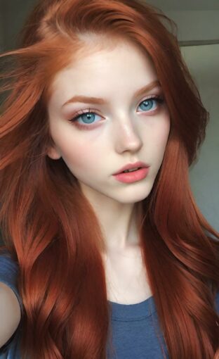 AI girl with red hair wallpaper