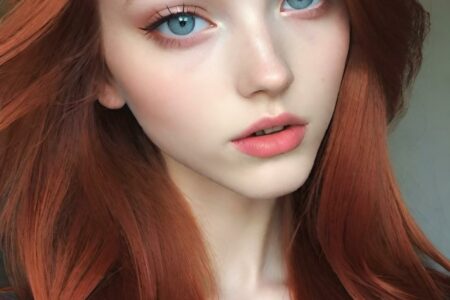 AI girl with red hair wallpaper