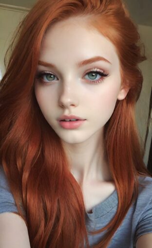 AI girl with red hair wallpaper