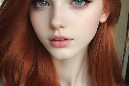 AI girl with red hair wallpaper