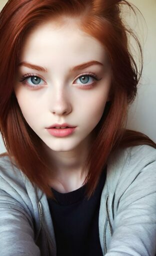 AI girl with red hair wallpaper