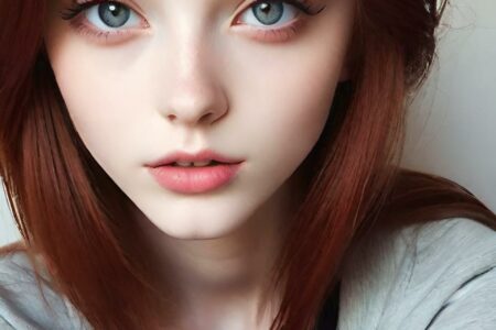 AI girl with red hair wallpaper