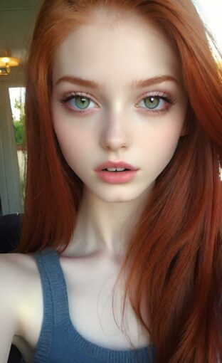 AI girl with red hair wallpaper
