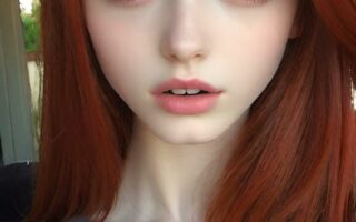 AI girl with red hair wallpaper