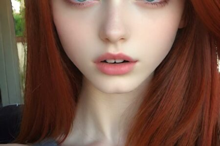 AI girl with red hair wallpaper
