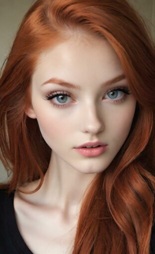 AI girl with red hair wallpaper