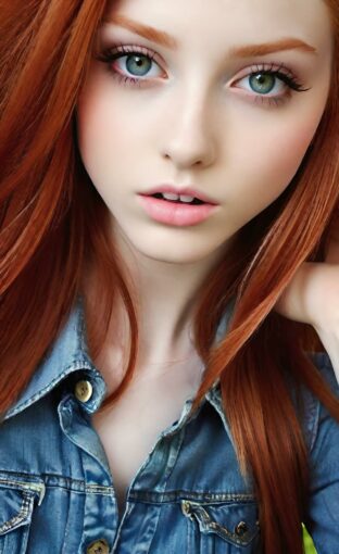 AI girl with red hair wallpaper
