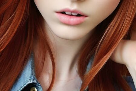 AI girl with red hair wallpaper