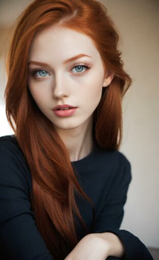 AI girl with red hair wallpaper