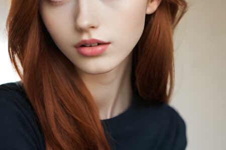 AI girl with red hair wallpaper