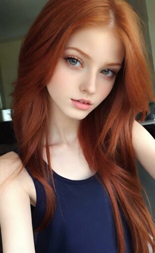 AI girl with red hair wallpaper