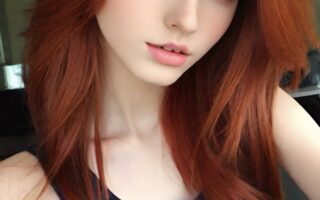 AI girl with red hair wallpaper