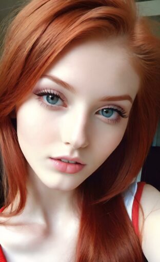 AI girl with red hair wallpaper