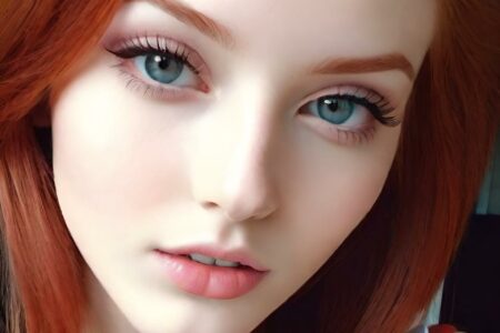 AI girl with red hair wallpaper
