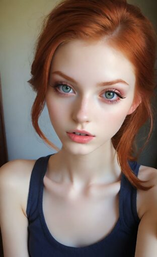 AI girl with red hair wallpaper